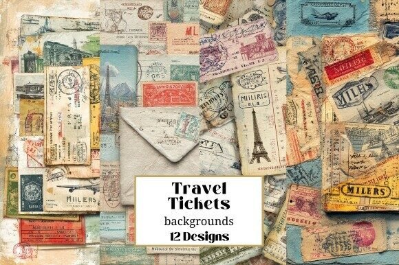 12 Vintage Travel Junk Journal Backgrounds for Authentic Crafts