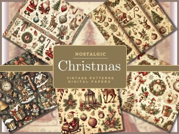 35 Seamless Vintage Christmas Digital Papers for Timeless Designs