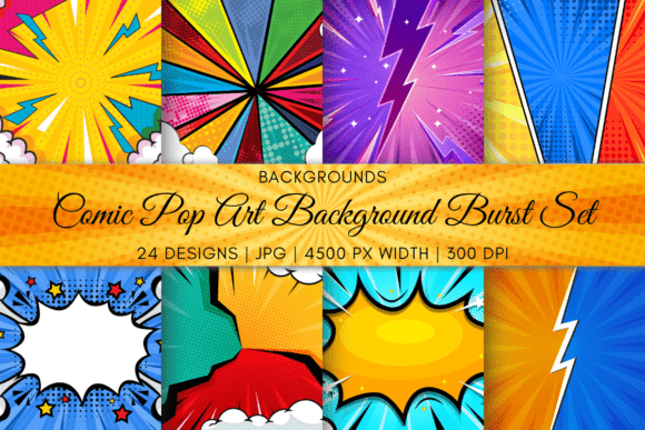 Comic Pop Art Background Burst Set: Action-Packed Designs