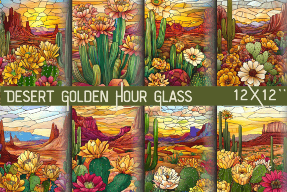 Desert Golden Hour Glass: Warm Sunset Scrapbook Backgrounds
