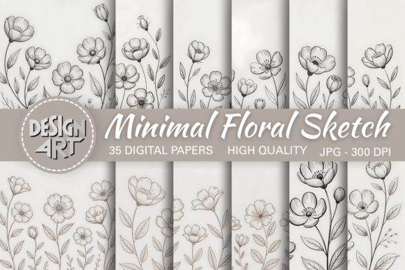 Elevate Your Visuals with Minimal Floral Sketch Backdrops