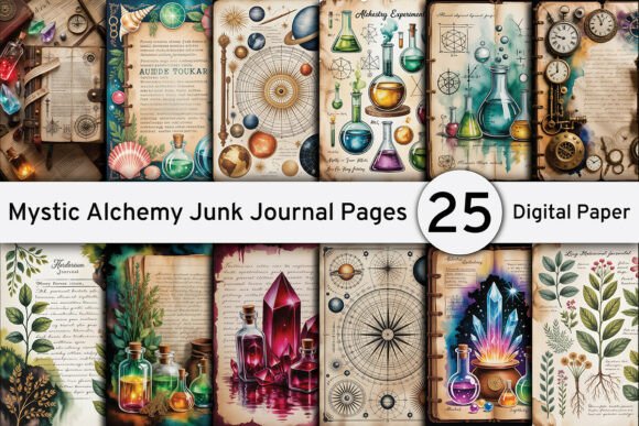 Mystic Alchemy Junk Journal Pages: A Designer's Seamless Background Bundle
