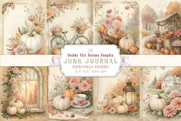 Shabby Chic Autumn Pumpkin Junk Journal: Crafting Cozy Vintage Charm