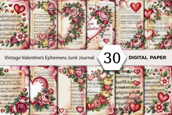 Timeless Romance: Designing with Vintage Valentine’s Junk Journal Pages