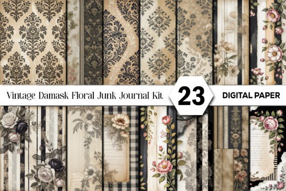 Unveiling the Vintage Damask Floral Junk Journal Kit