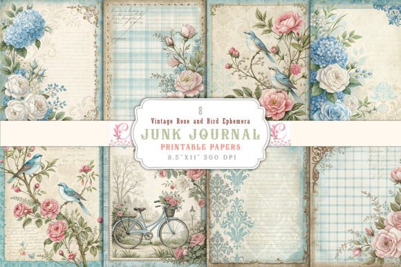 Vintage Rose and Bird Ephemera Junk Journal Pages: A Deep Dive