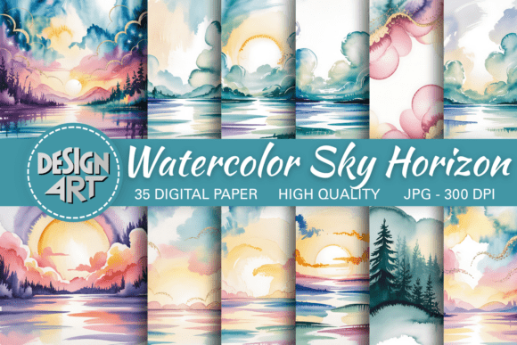 Watercolor Sky Horizon: Soft Artistry for Modern Designs